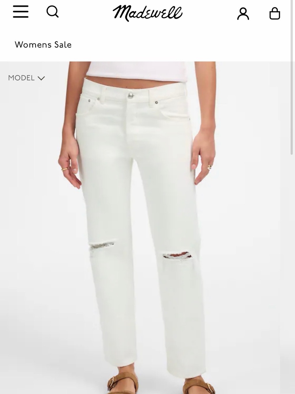 Madewell Off-White Straight-Leg Jeans with Knee Distress